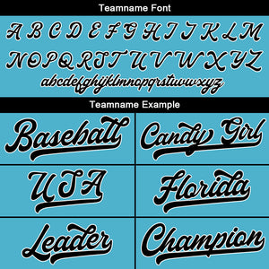 Camiseta de béisbol personalizada con diseño bordado & estilo hip hop & color azul claro y negro