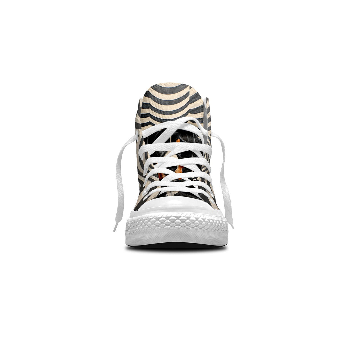 Pop Pup Art: Zapatillas unisex de lona de media caña -Adéntrate en la elegancia desenfadada con nuestros originales diseños de perros de Op Art para hombre y mujer