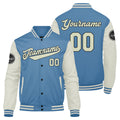Chaqueta universitaria personalizada estilo Letterman para hombres-mujeres y jóvenes-color azul claro y crema