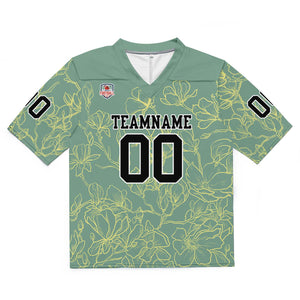 Camiseta de fútbol personalizada con nombre y número del equipo bordados-color verde grisáceo y amarillo