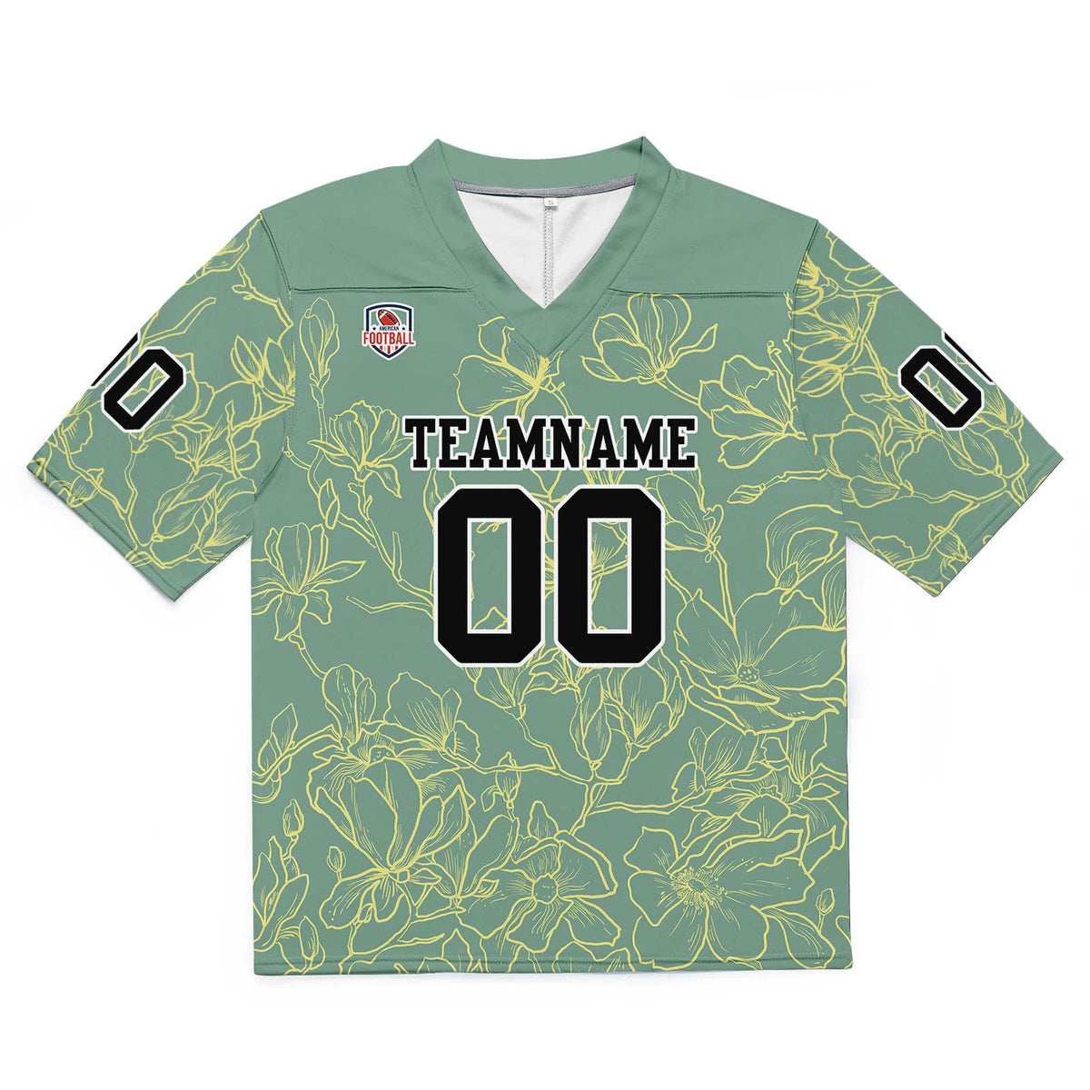 Camiseta de fútbol personalizada con nombre y número del equipo bordados-color verde grisáceo y amarillo