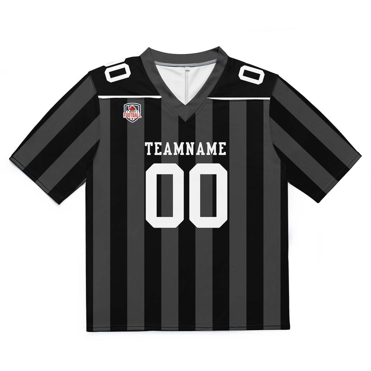Camiseta de fútbol personalizada con nombre y número del equipo bordados-color negro y gris