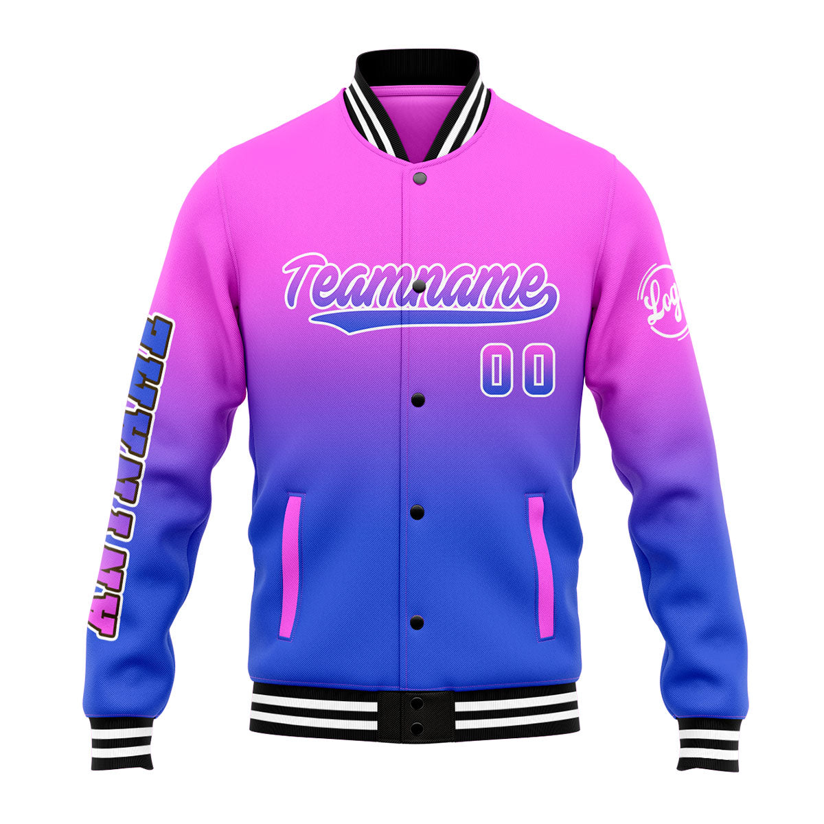 Chaqueta universitaria personalizada estilo Letterman para hombres-mujeres y jóvenes-color rosa y azul