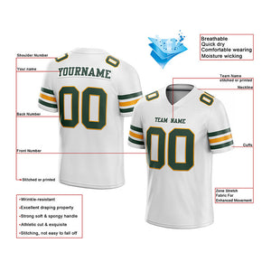 custom authentic football jersey white midnight green-gold mesh