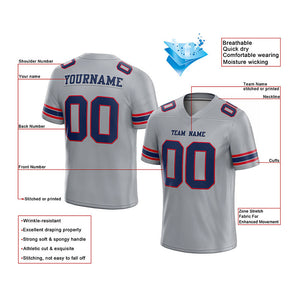 customized authentic football jersey  gray navy-red mesh