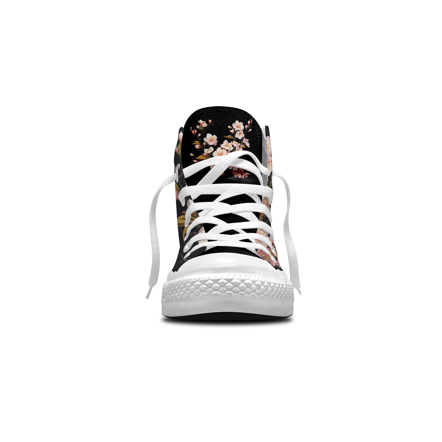 Pétalos en movimiento: realza tu estilo con zapatillas de lona de caña alta -Moda floral unisex-que florece con la elegancia de la flor del ciruelo