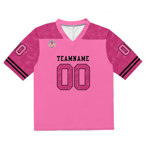 Camiseta de fútbol personalizada con nombre y número del equipo impresos y bordados-color rosa