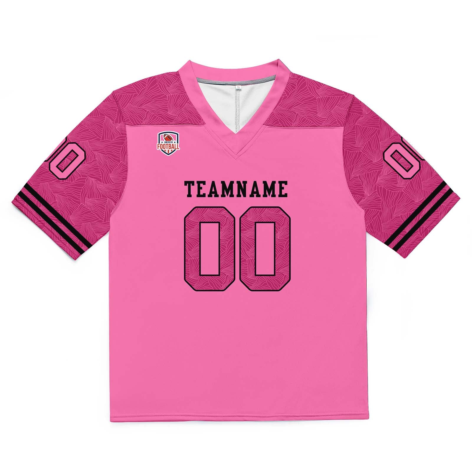 Camiseta de fútbol personalizada con nombre y número del equipo impresos y bordados-color rosa