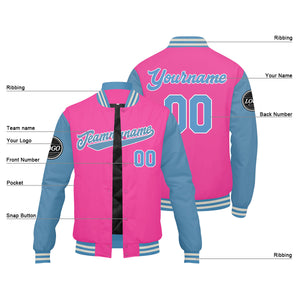 Chaqueta universitaria personalizada estilo Letterman para hombres-mujeres y jóvenes-color rosa