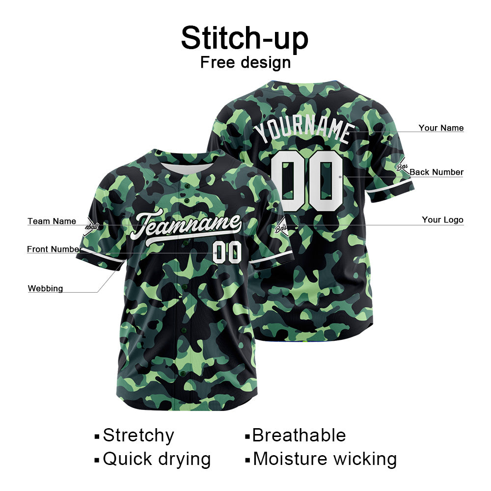 Dise?o personalizado de camiseta de béisbol con estampado de camuflaje