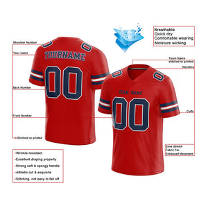 customized authentic football jersey red navy-white mesh