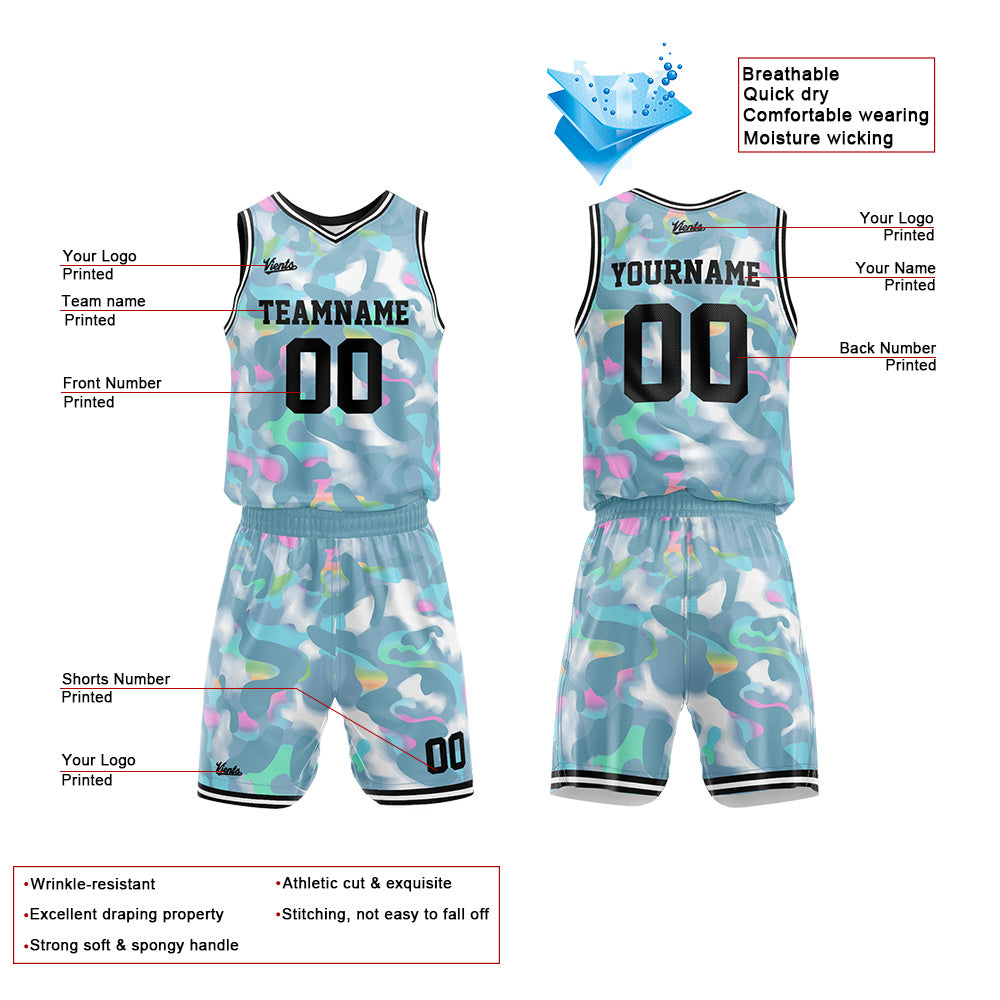 Uniforme de baloncesto personalizado de un precioso color verde grisáceo con tu logotipo-nombre y número impresos