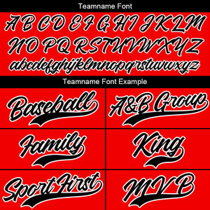 Camiseta de béisbol con dise?o personalizado estampado completo en negro y rojo