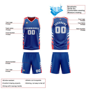 Traje de baloncesto reversible personalizado en rojo y blanco para adultos y niños