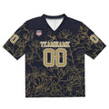 Camiseta de fútbol personalizada con nombre y número del equipo bordados-color negro y dorado