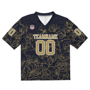 Camiseta de fútbol personalizada con nombre y número del equipo bordados-color negro y dorado