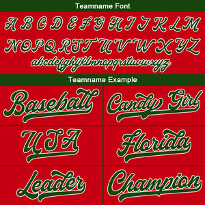 Camiseta de béisbol personalizada con diseño bordado & estilo hip hop & color rojo y verde oscuro