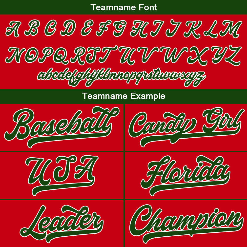 Camiseta de béisbol personalizada con diseño bordado & estilo hip hop & color rojo y verde oscuro