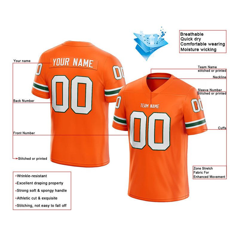 customized  authentic football jersey orange-white-green