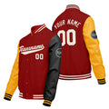 Chaquetas universitarias personalizadas rojas & amarillas y negras para hombres & mujeres y jóvenes & Chaquetas Letterman personalizadas