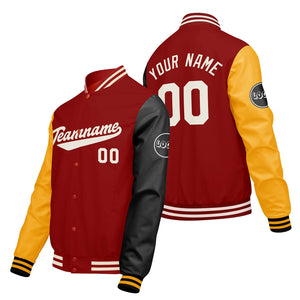 Chaquetas universitarias personalizadas rojas & amarillas y negras para hombres & mujeres y jóvenes & Chaquetas Letterman personalizadas