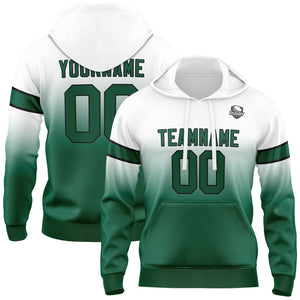 Sudadera con capucha degradada personalizada para hombre-mujer-niña o niño Estampa tu logotipo-nombre y número en blanco y verde