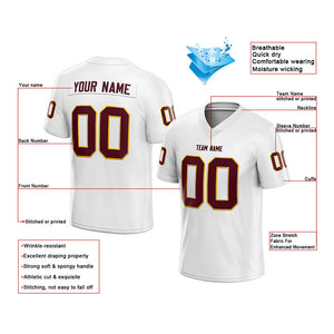 customized  authentic football jersey white- burgundy mesh