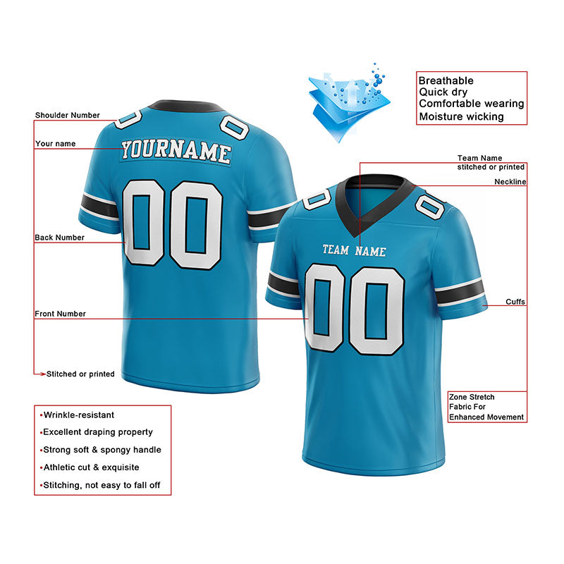 customized  authentic football jersey panther blue white-black mesh