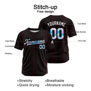 Camiseta de béisbol personalizada con diseño de rayas negras y rojas & estilo hip hop