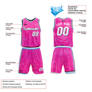 Uniforme de baloncesto rosa fucsia personalizado con tu logotipo-nombre y número impresos