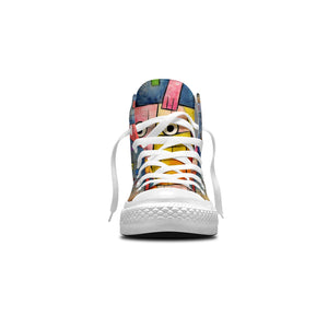 Sinfonía de Cerdos: Zapatillas de lona de media caña para hombre y mujer -Eleva tu estilo con estas zapatillas de lona de caña media que presentan el encantador arte de los diseños atemporales de cerdos