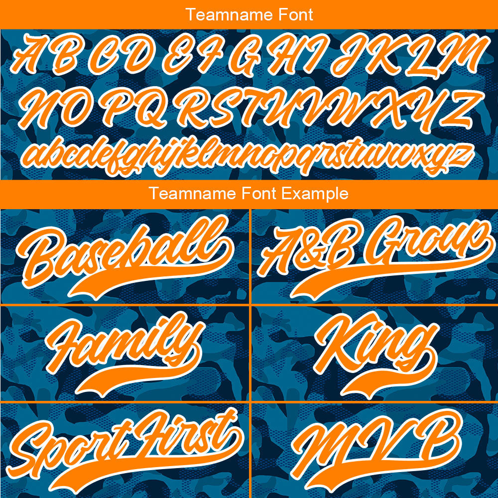 Dise?o personalizado de camiseta de béisbol con estampado a todo color camuflaje azul