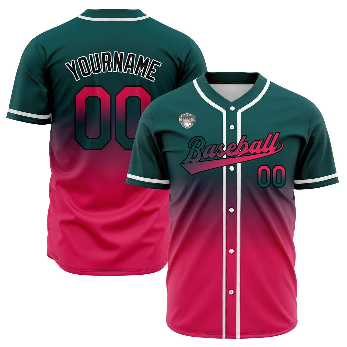 Camisetas de béisbol personalizadas con degradado nombre número y logotipo