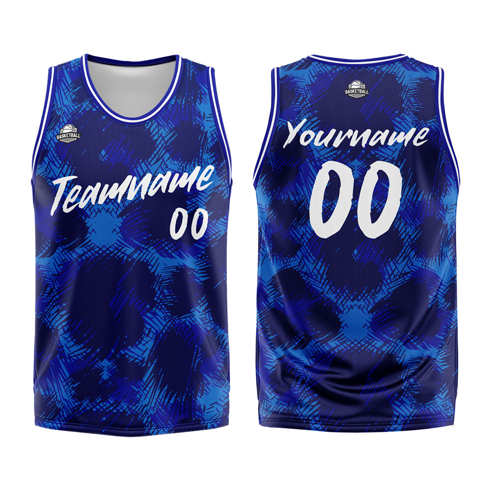 Uniforme de baloncesto personalizado con estampado de leopardo Royal-impreso con su logotipo-nombre y número