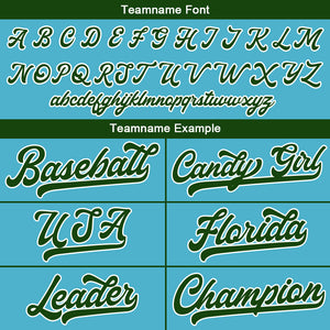 Camiseta de béisbol personalizada con diseño bordado & estilo hip hop & color azul claro y verde oscuro