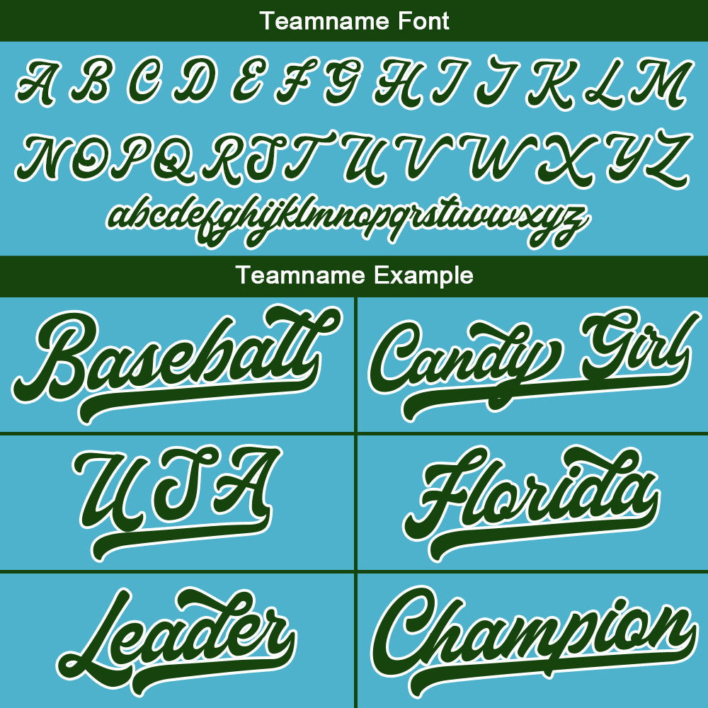 Camiseta de béisbol personalizada con diseño bordado & estilo hip hop & color azul claro y verde oscuro
