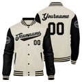 Chaqueta universitaria personalizada estilo Letterman para hombres-mujeres y jóvenes-color negro y crema