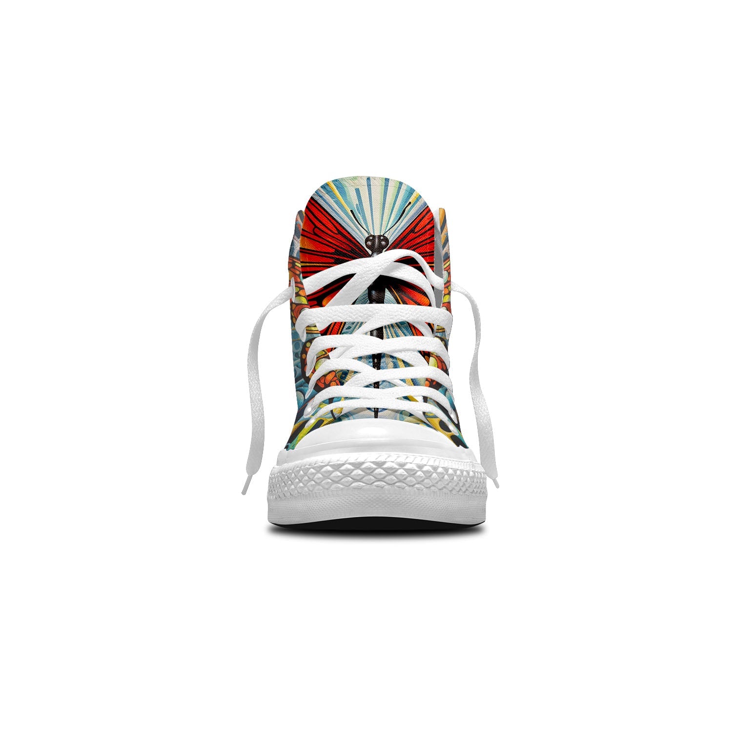 Fantasía de Mariposa: Zapatillas de lona de media caña para hombre y mujer -Adéntrate en un mundo de elegancia artística con imágenes de mariposas de Op Art