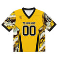 Camiseta de fútbol personalizada con nombre y número del equipo impresos y bordados-color amarillo y negro