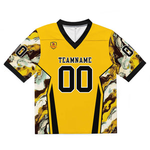 Camiseta de fútbol personalizada con nombre y número del equipo impresos y bordados-color amarillo y negro
