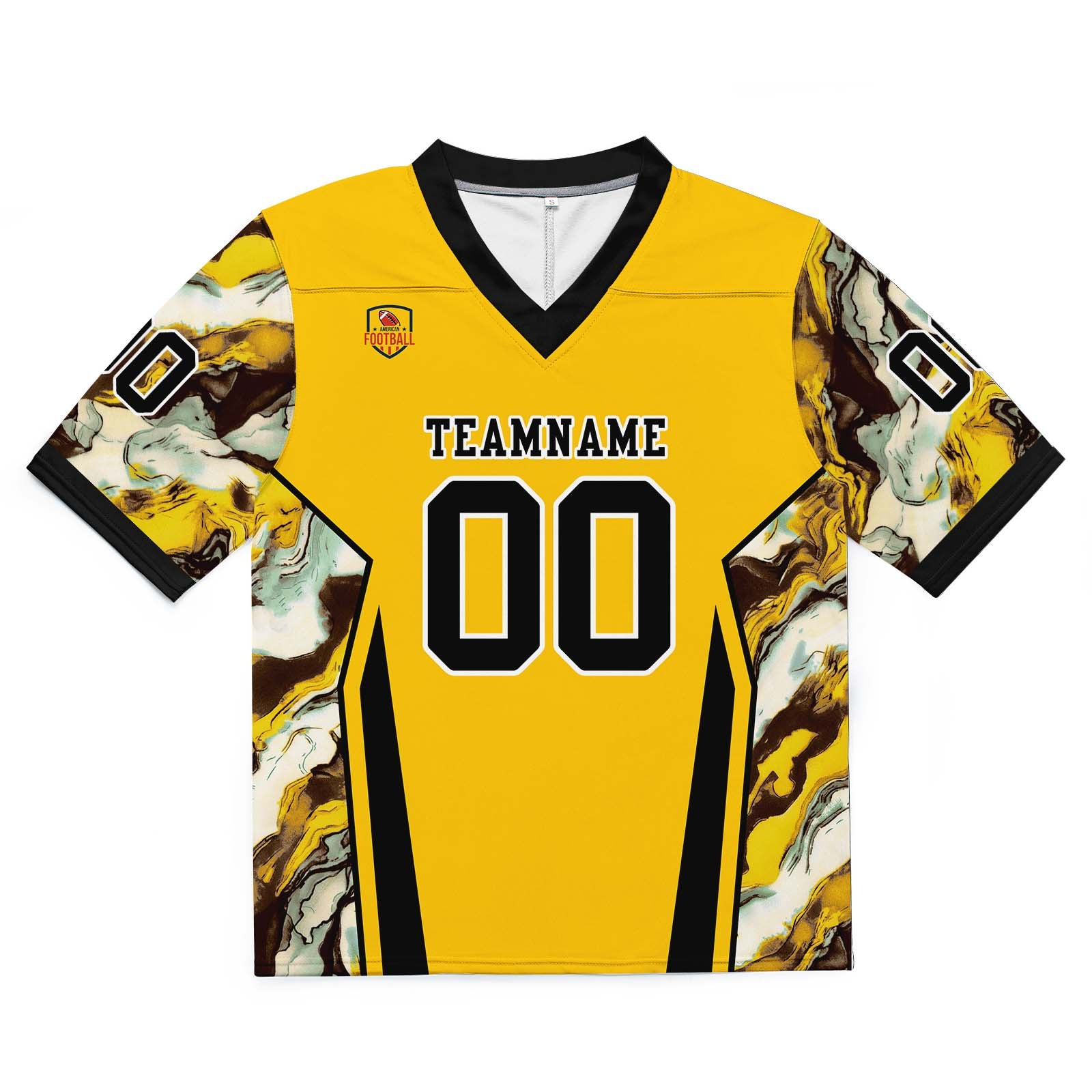 Camiseta de fútbol personalizada con nombre y número del equipo impresos y bordados-color amarillo y negro