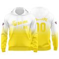 Sudadera con capucha personalizada con degradado para hombre-mujer-niña o niño Estampa tu logotipo-nombre o número en color amarillo
