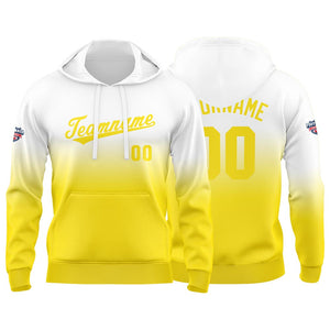 Sudadera con capucha personalizada con degradado para hombre-mujer-niña o niño Estampa tu logotipo-nombre o número en color amarillo