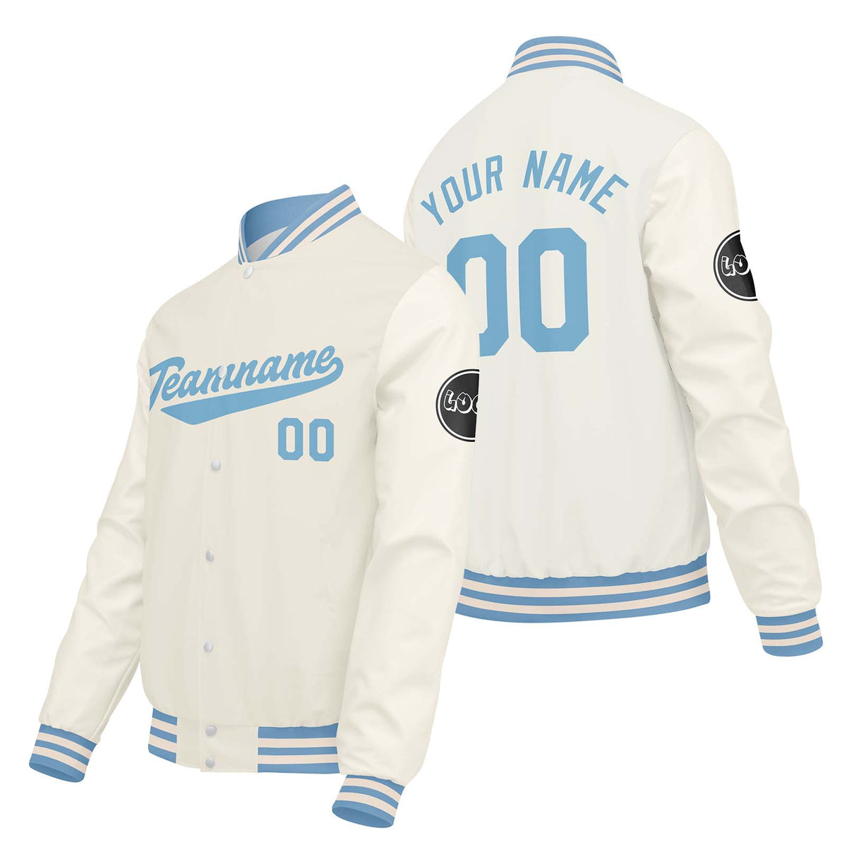 Chaquetas universitarias personalizadas color crema y blanco para hombres & mujeres y jóvenes & Chaquetas Letterman personalizadas