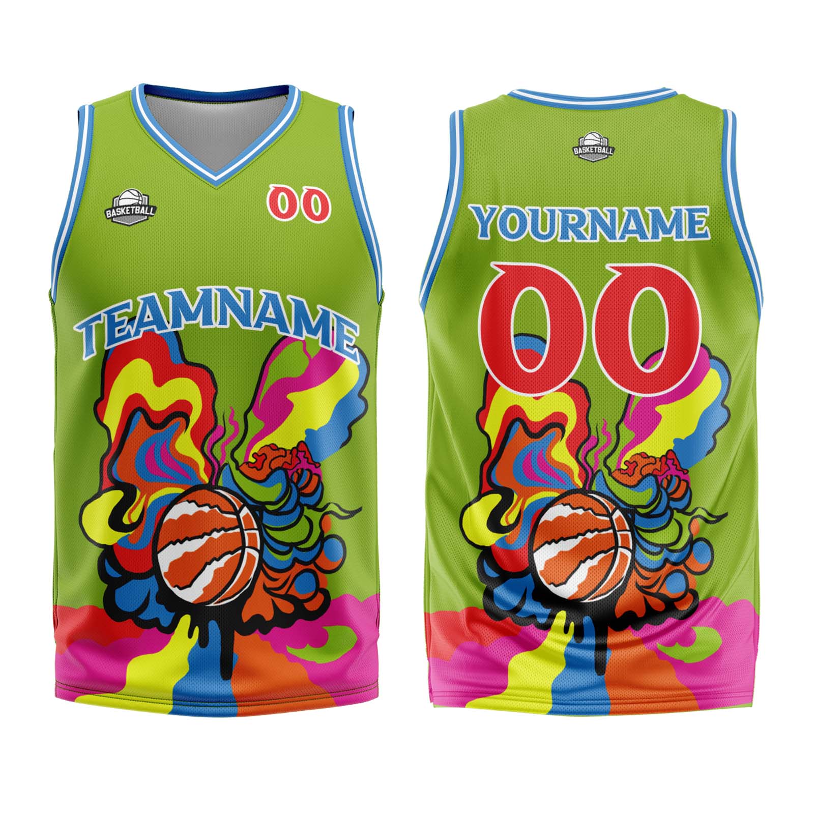 Uniforme de baloncesto verde personalizado con tu logotipo-nombre y número impresos
