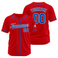 Camiseta de béisbol personalizada con diseño bordado & estilo hip hop & color rojo y azul marino
