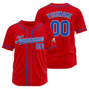 Camiseta de béisbol personalizada con diseño bordado & estilo hip hop & color rojo y azul marino