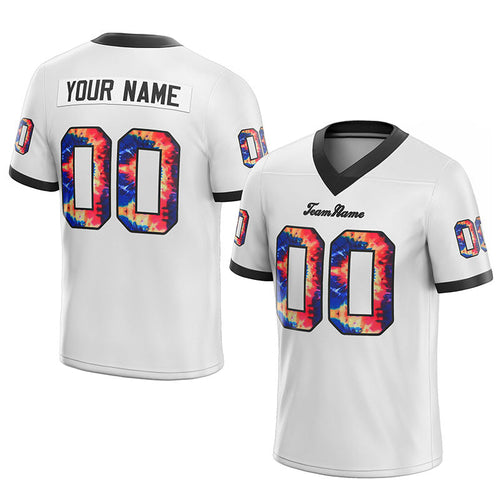 team customized authentic tie dye football jersey white-black mesh