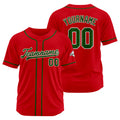 Camiseta de béisbol personalizada con diseño bordado & estilo hip hop & color rojo y verde oscuro