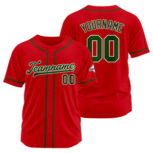 Camiseta de béisbol personalizada con diseño bordado & estilo hip hop & color rojo y verde oscuro